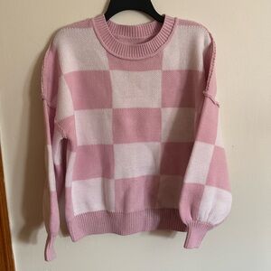 Pink Checkered Women's Sweater